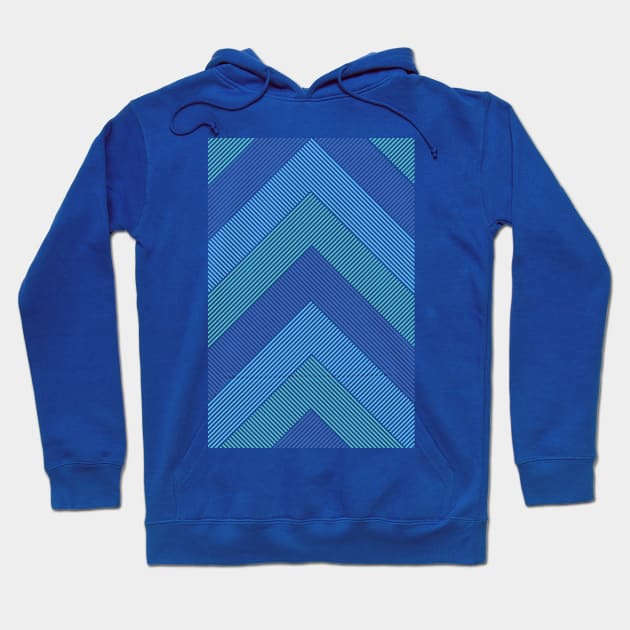 Chevron Zigzag Stripes Retro Blue Hoodie by Inogitna Designs